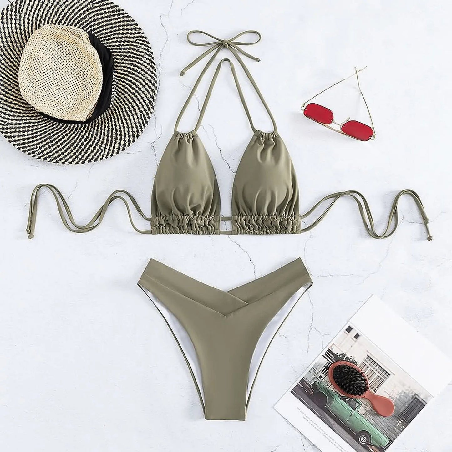 Rio V - Neck Wide Strap Bikini Set - Saint Parsons