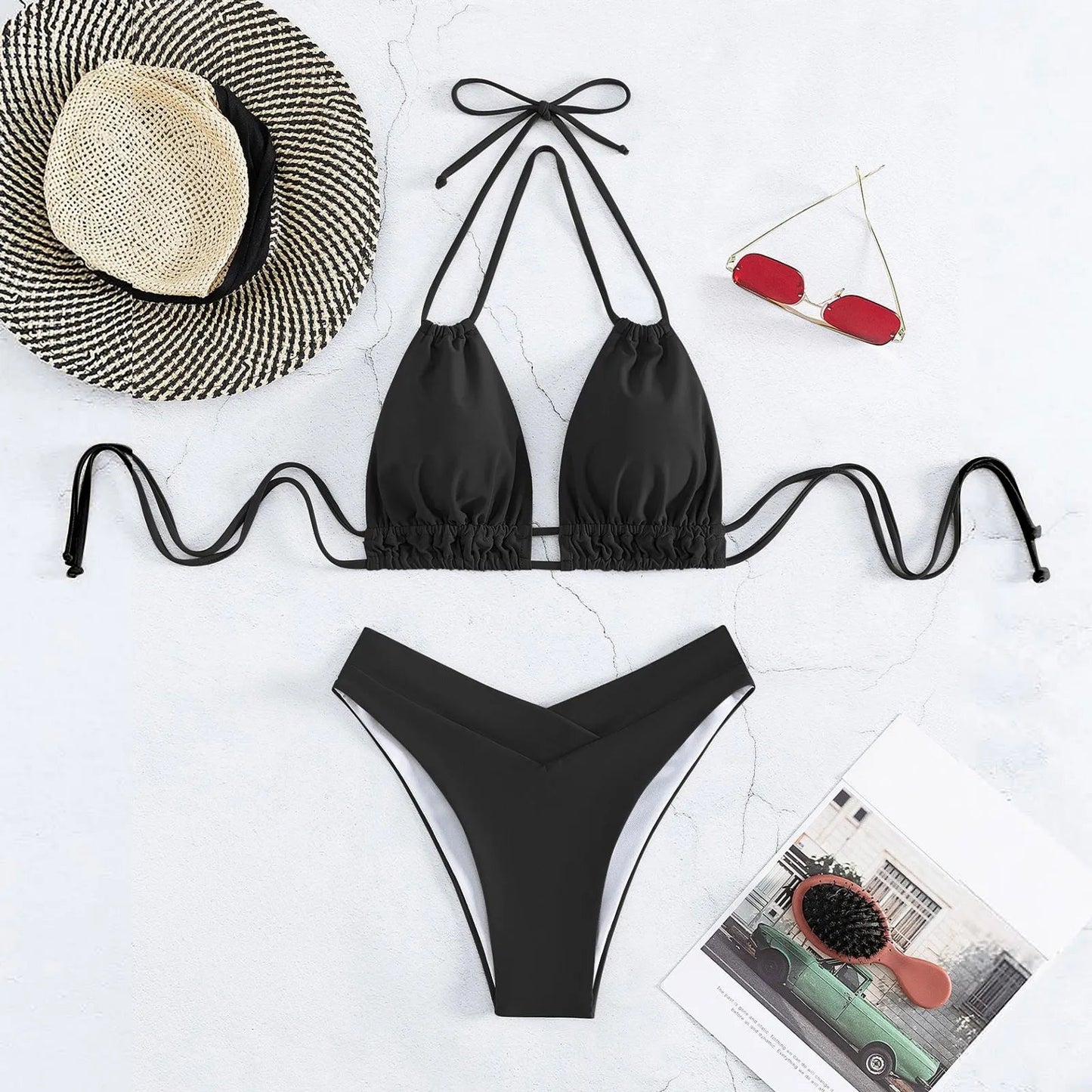 Rio V - Neck Wide Strap Bikini Set - Saint Parsons