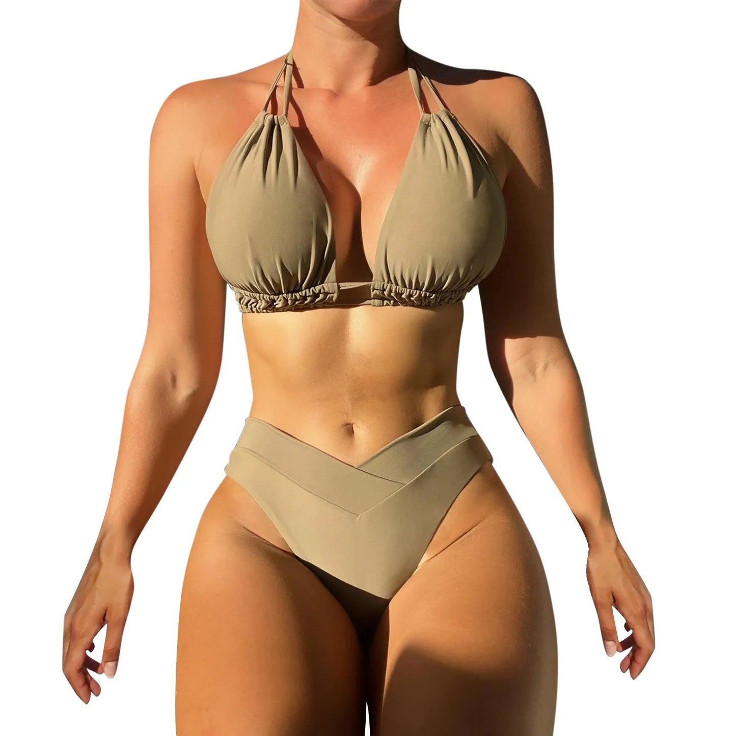 Rio V - Neck Wide Strap Bikini Set - Saint Parsons