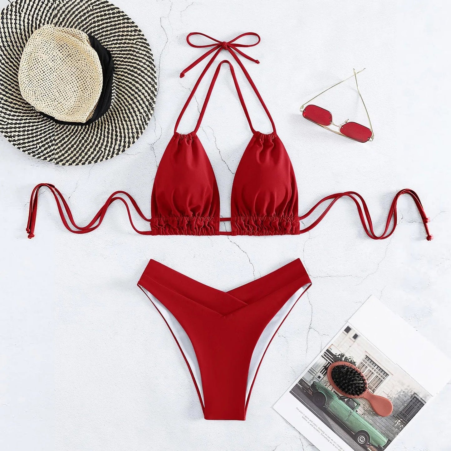 Rio V - Neck Wide Strap Bikini Set - Saint Parsons