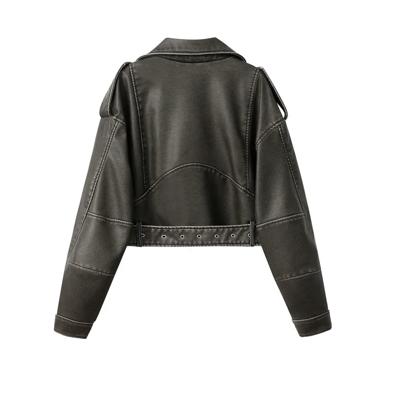 Sienna Vintage Leather Belted Jacket - Saint Parsons