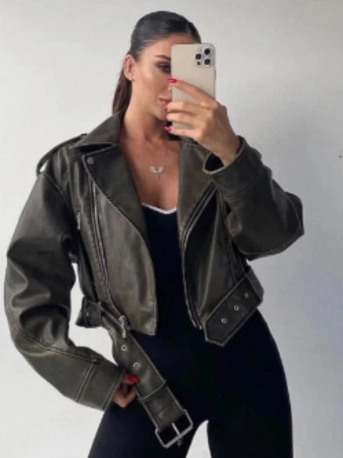 Sienna Vintage Leather Belted Jacket - Saint Parsons