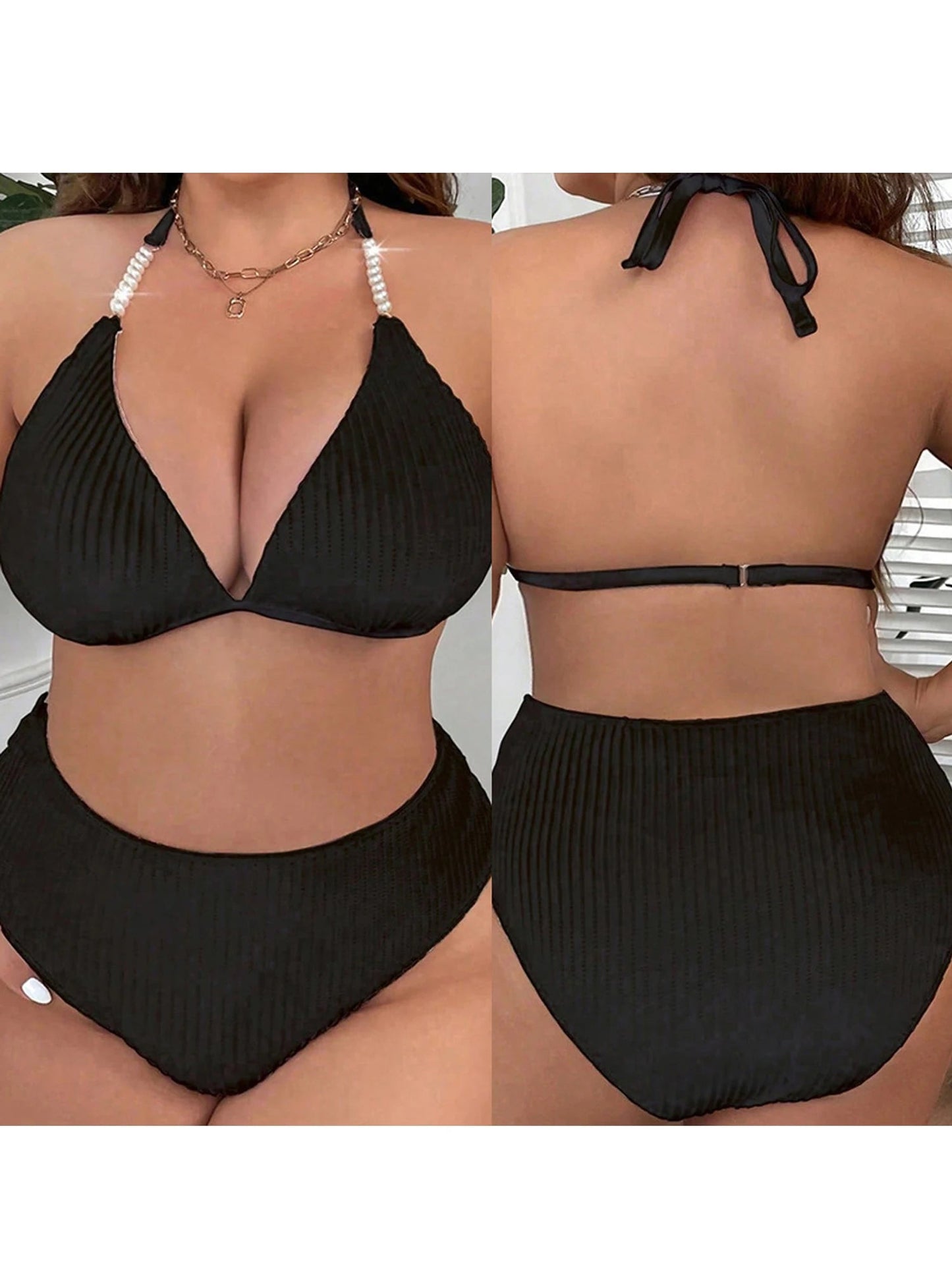 Soleil High - Neck Cutout Bikini Set - Saint Parsons