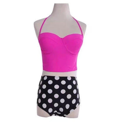 Retro Polka Dot High Waist Bikini Set