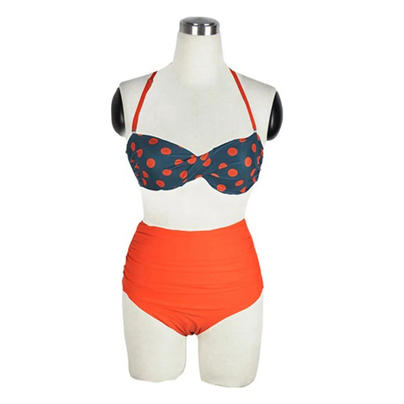 Retro Polka Dot High Waist Bikini Set