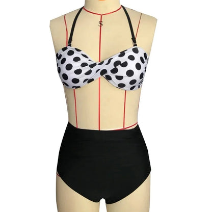 Retro Polka Dot High Waist Bikini Set