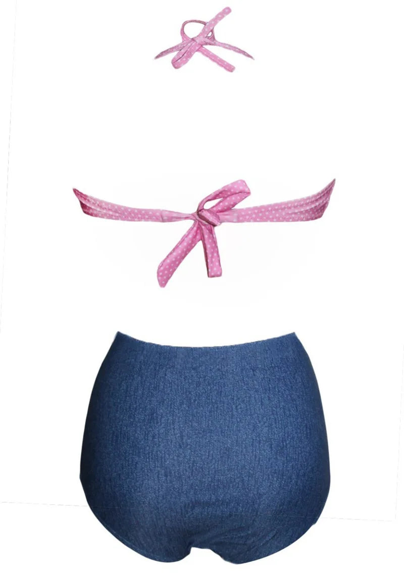 Retro Polka Dot High Waist Bikini Set