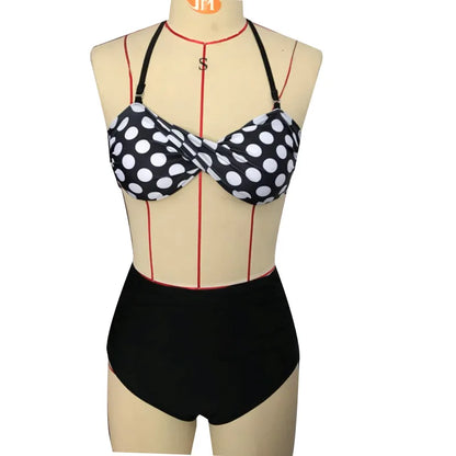 Retro Polka Dot High Waist Bikini Set