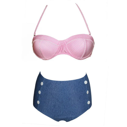 Retro Polka Dot High Waist Bikini Set