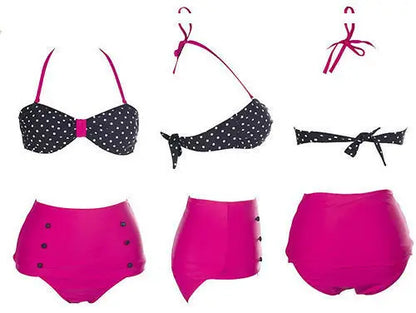 Retro Polka Dot High Waist Bikini Set