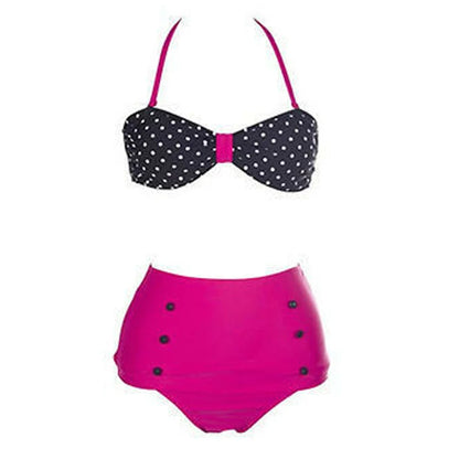 Retro Polka Dot High Waist Bikini Set