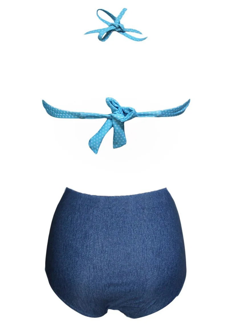 Retro Polka Dot High Waist Bikini Set