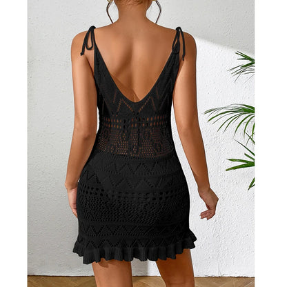 Luna Backless Knit Halter Beach Dress
