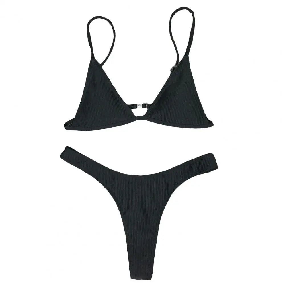 Solana Deep V Backless Bikini Set