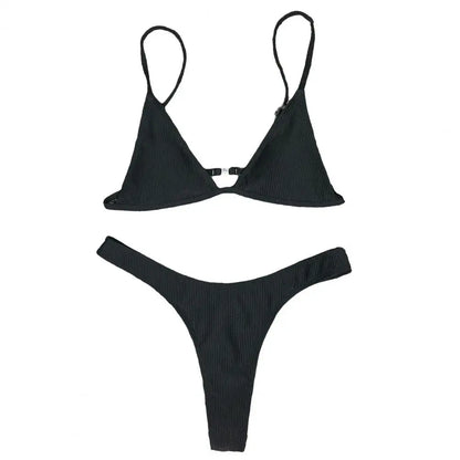 Solana Deep V Backless Bikini Set