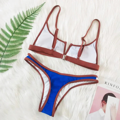 Capri V Bar Colorblock Brazilian Bikini Set