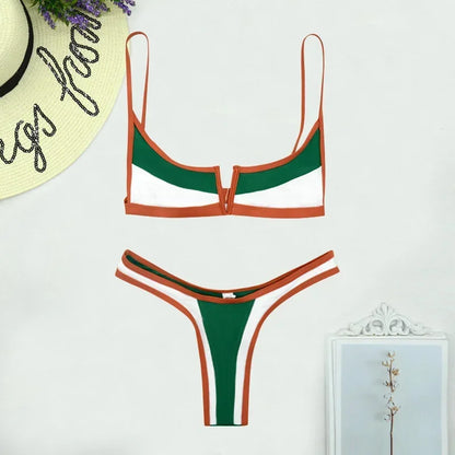 Capri V Bar Colorblock Brazilian Bikini Set