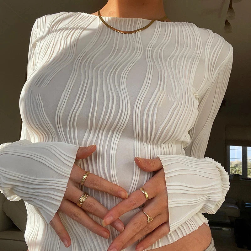 Nova Sculpt Ruched Long Sleeve Crop Top