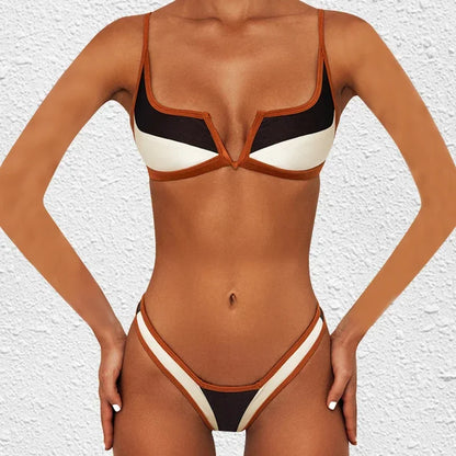 Capri V Bar Colorblock Brazilian Bikini Set