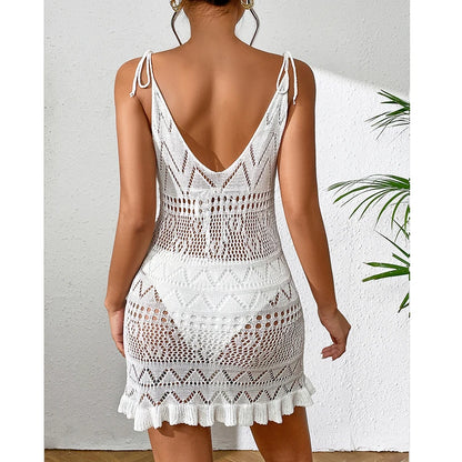 Luna Backless Knit Halter Beach Dress