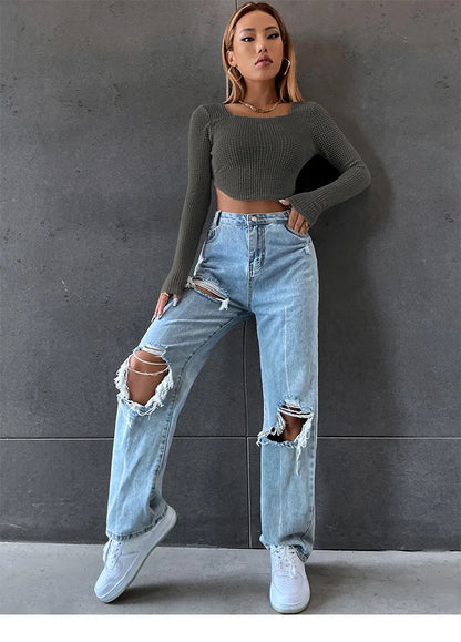 Nova Knit Long Sleeve Crop Top