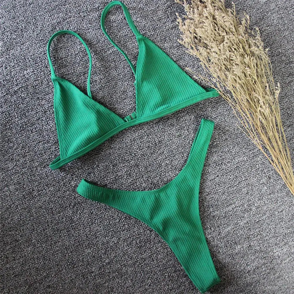 Solana Deep V Backless Bikini Set