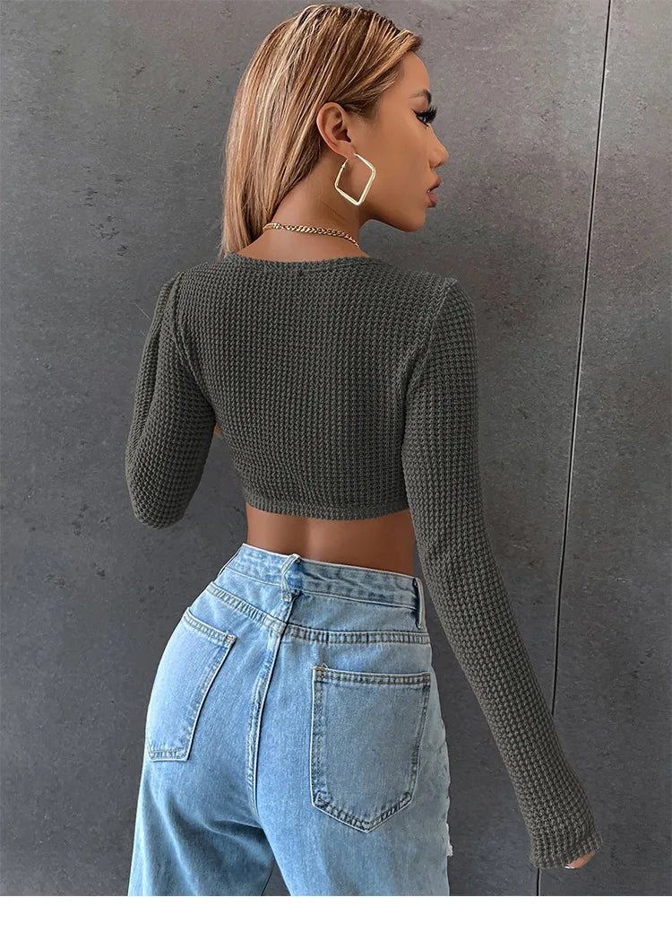 Nova Knit Long Sleeve Crop Top