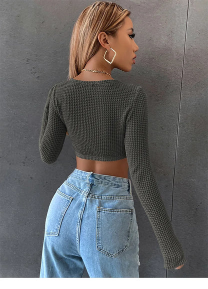 Nova Knit Long Sleeve Crop Top