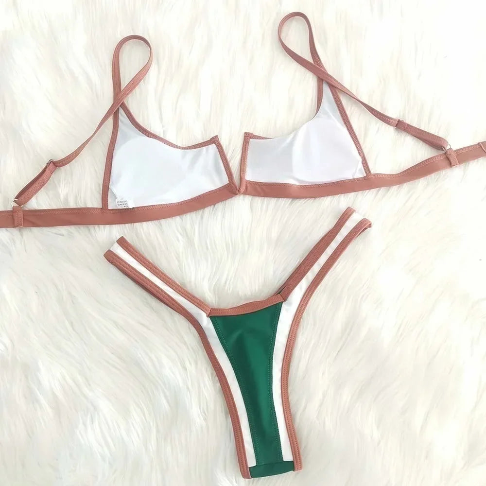 Capri V Bar Colorblock Brazilian Bikini Set