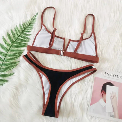 Capri V Bar Colorblock Brazilian Bikini Set