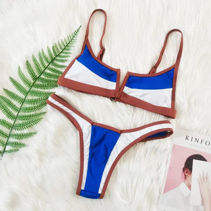Capri V Bar Colorblock Brazilian Bikini Set
