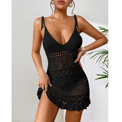 Luna Backless Knit Halter Beach Dress