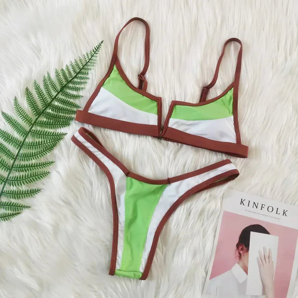 Capri V Bar Colorblock Brazilian Bikini Set