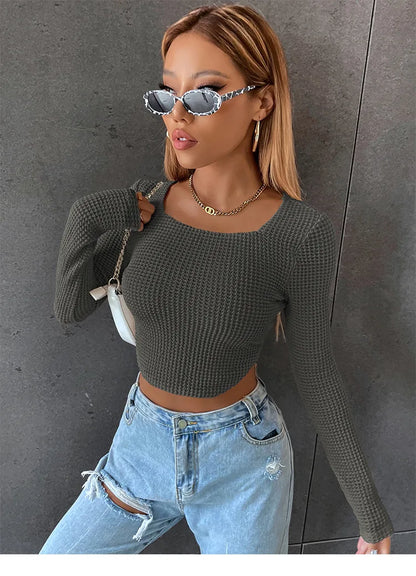 Nova Knit Long Sleeve Crop Top