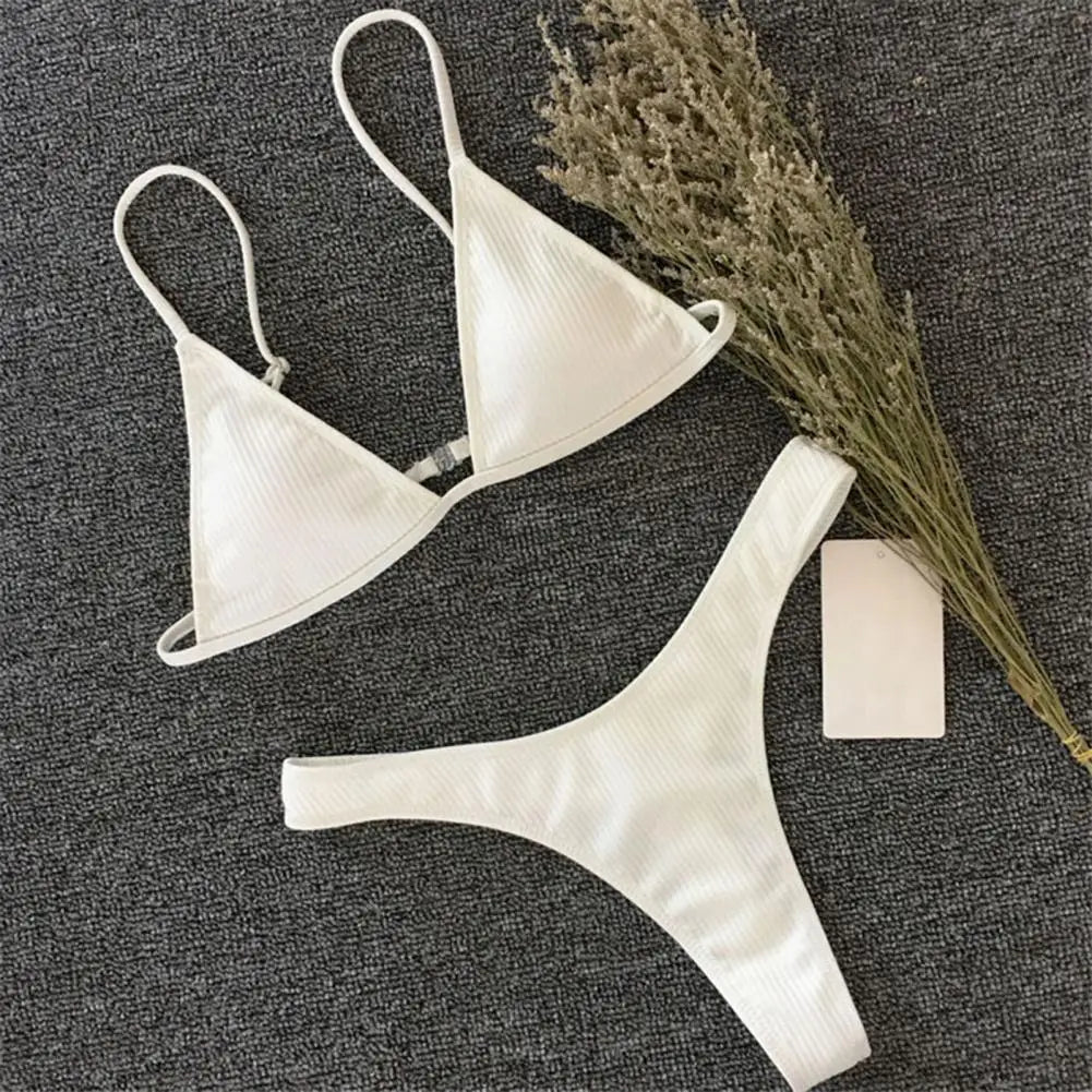 Solana Deep V Backless Bikini Set