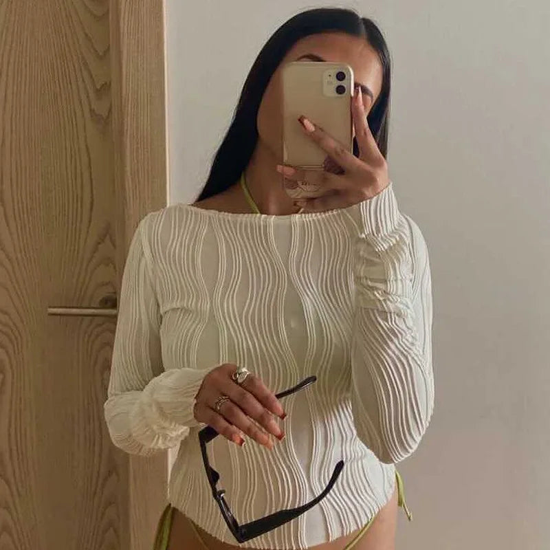 Nova Sculpt Ruched Long Sleeve Crop Top