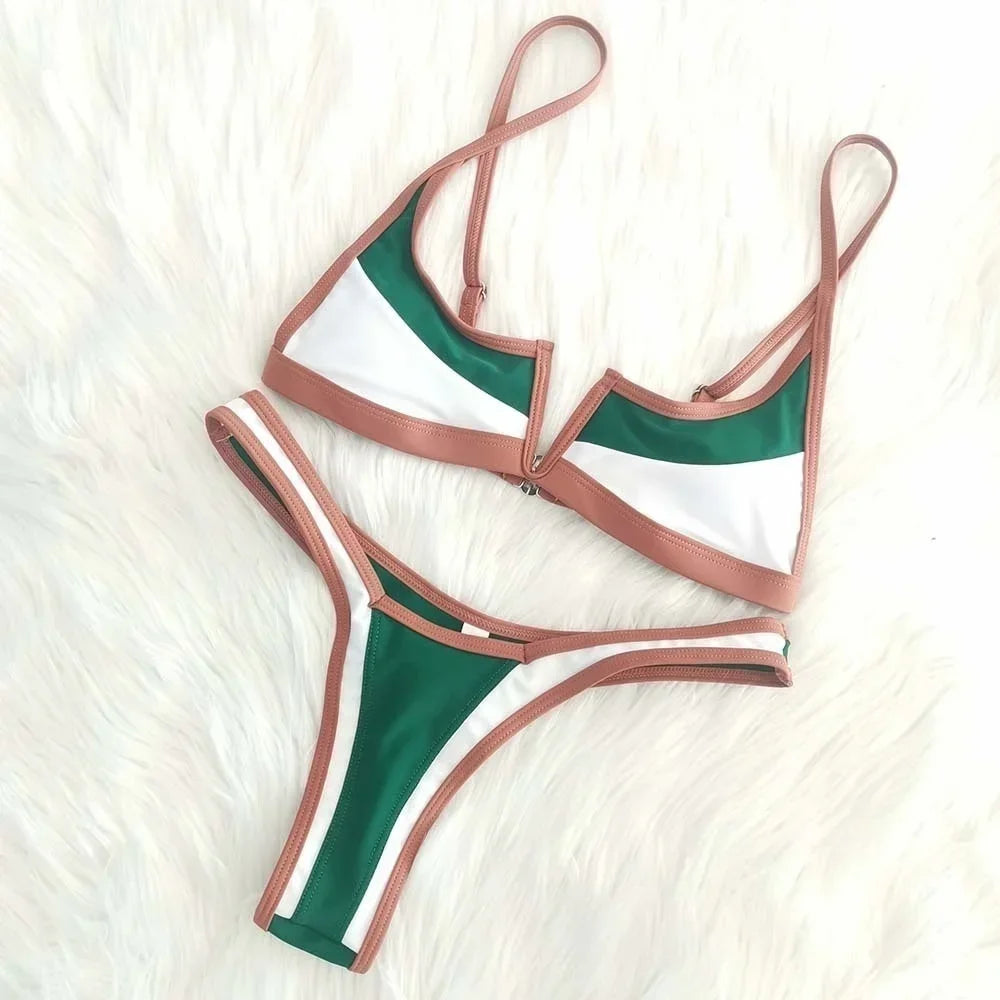 Capri V Bar Colorblock Brazilian Bikini Set