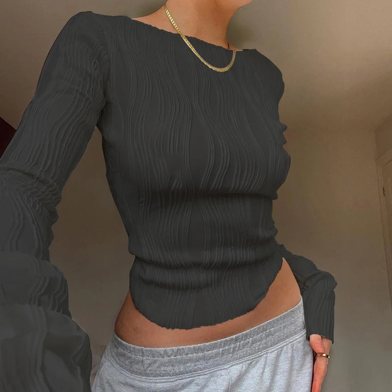Nova Sculpt Ruched Long Sleeve Crop Top