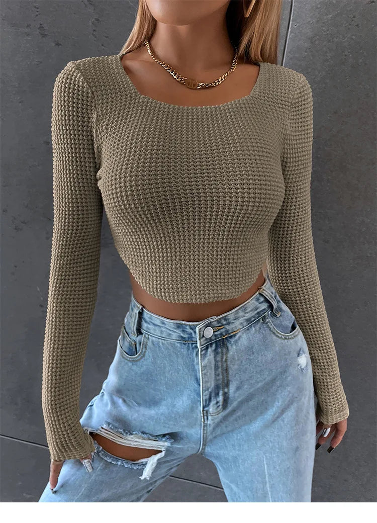 Nova Knit Long Sleeve Crop Top