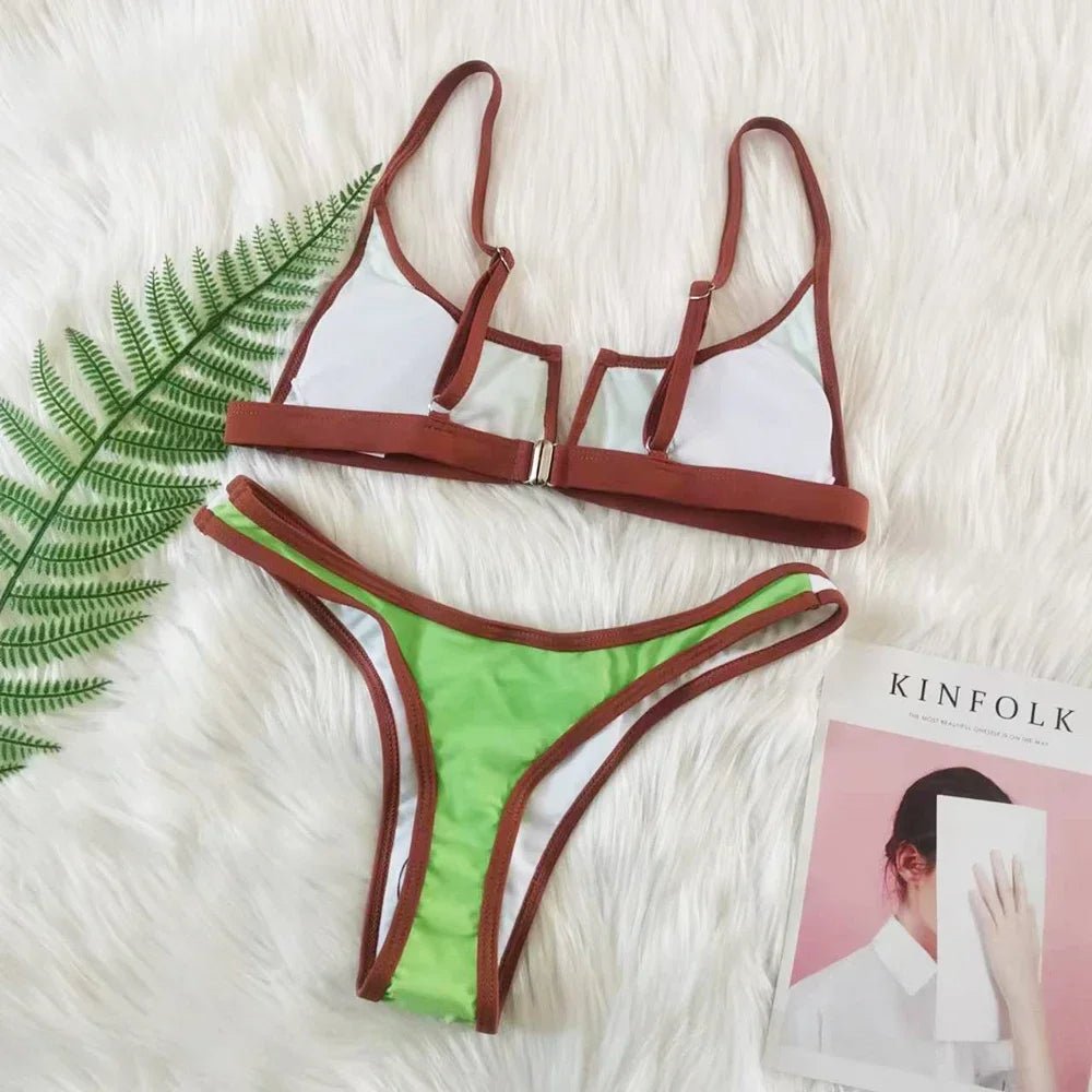 Capri V Bar Colorblock Brazilian Bikini Set