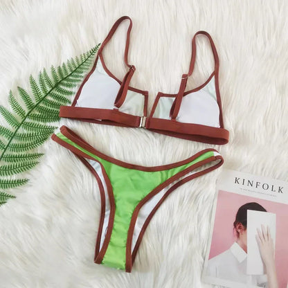 Capri V Bar Colorblock Brazilian Bikini Set