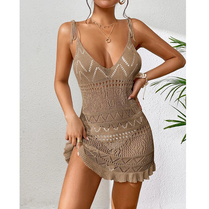 Luna Backless Knit Halter Beach Dress
