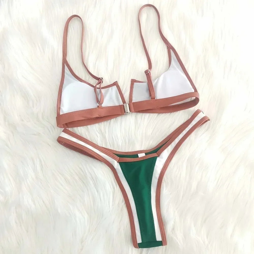 Capri V Bar Colorblock Brazilian Bikini Set