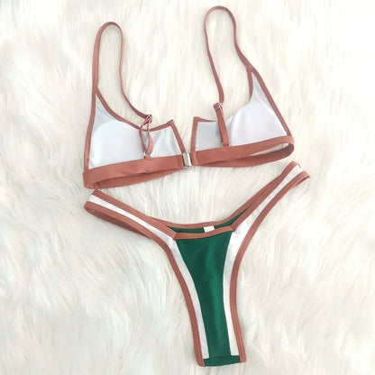 Capri V Bar Colorblock Brazilian Bikini Set