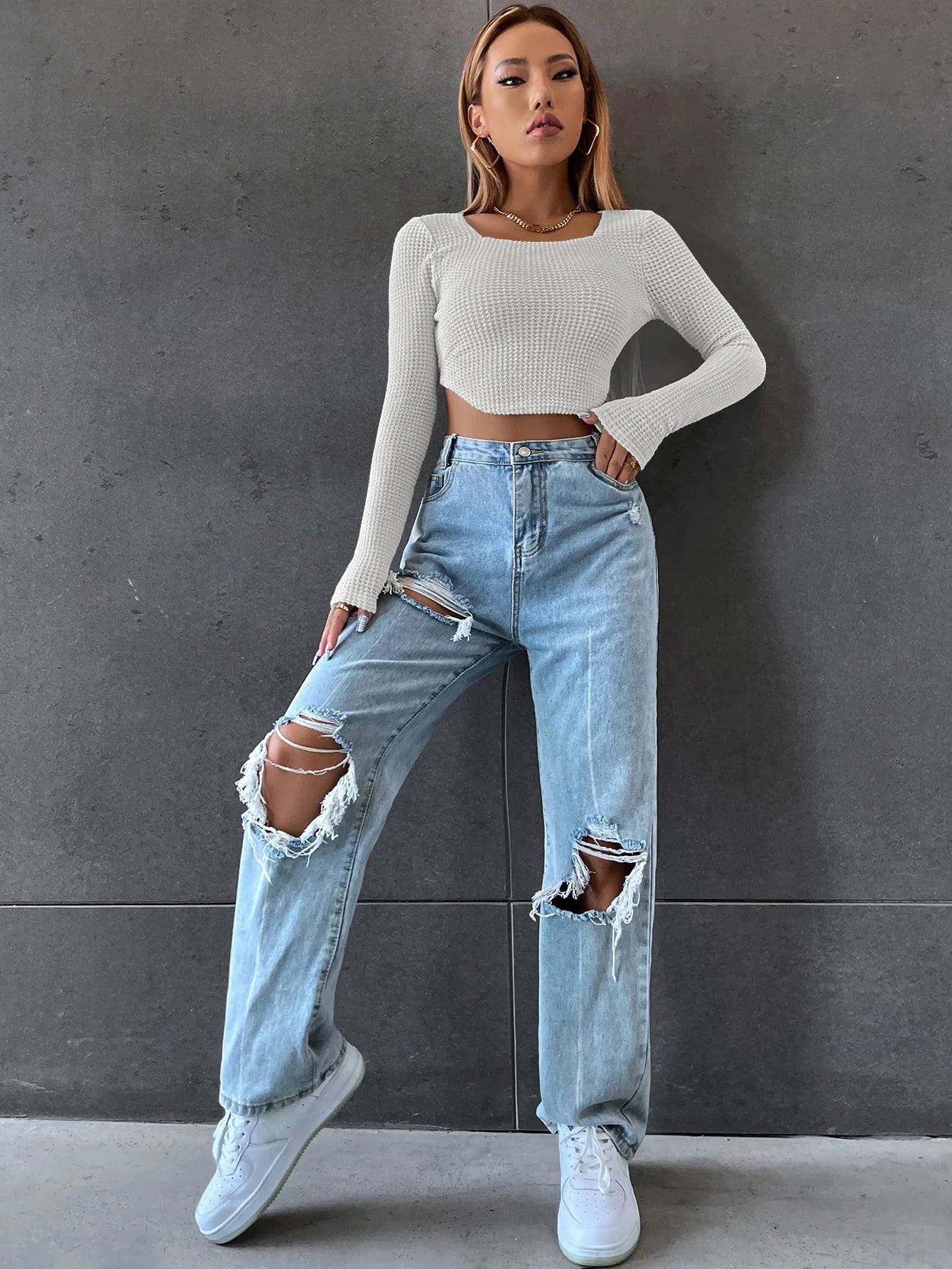 Nova Knit Long Sleeve Crop Top