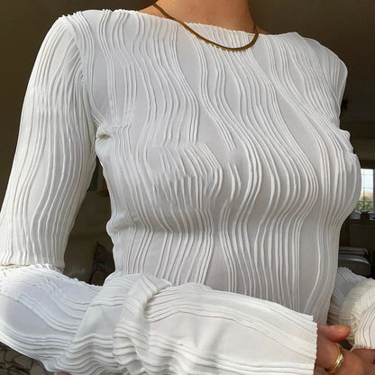 Nova Sculpt Ruched Long Sleeve Crop Top