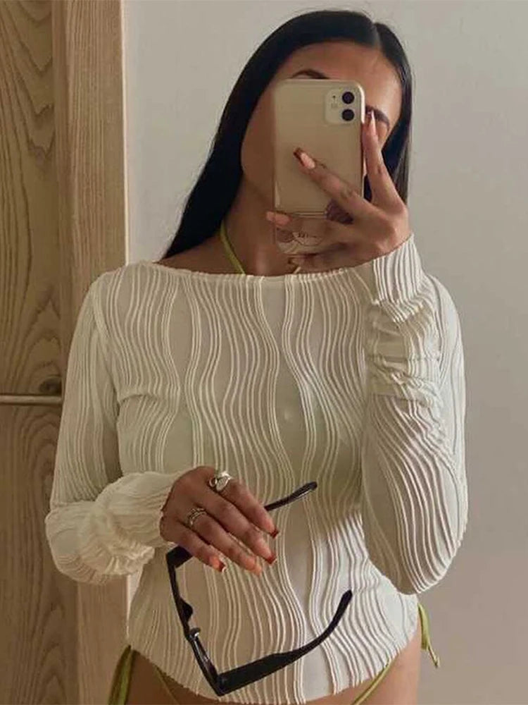 Nova Sculpt Ruched Long Sleeve Crop Top