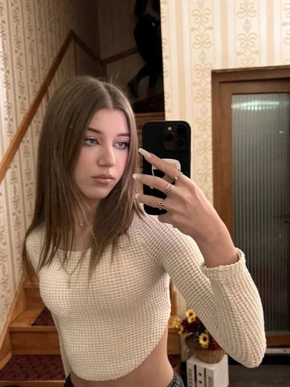 Nova Knit Long Sleeve Crop Top