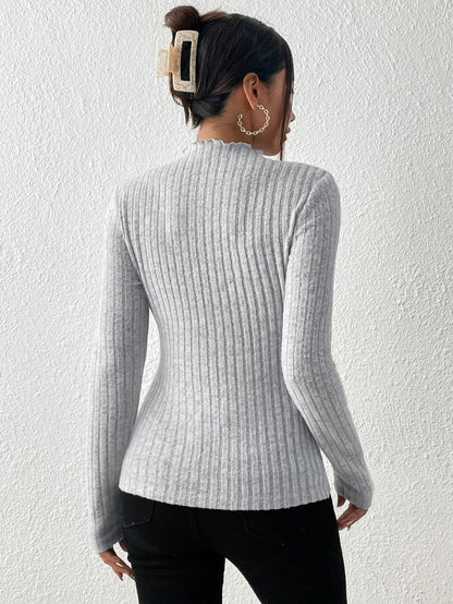 Amara Ruffle Neck Knit Sweater Top - Saint Parsons