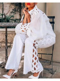 Aria Hollow-Out Pants Set